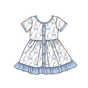 RTS He Is Risen Easter Summer A-Line Little <b>Girls</b> Sleeveless <b>Dress</b> Ruffles <b>Flower</b> Casual Breathable Wholesale Sister Children - Product Image 5