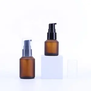 Empty 15ml 30ml Frosted Amber Oblique Shoulder Liquid Foundation Whitening Lotions PUMP Glass Bottles For Body Lotion