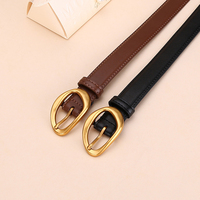 Ceinture fine en cuir réglable pour femme avec boucle ardillon dorée – Idéale pour robes, tenues formelles et usage quotidien