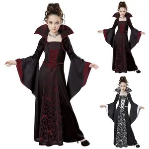 Костюм на Хэллоуин для девочек, костюм ведьмы вампира, костюм для косплея, Женский костюм на Хэллоуин, детская одежда для выступлений и вечеринок