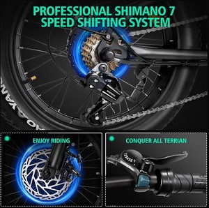 Vélo tout-terrain électrique tout-terrain à gros pneus de 20 pouces, vélo électrique de 1000W, batterie au lithium de 48V, vélo hybride <span class=keywords><strong>urbain</strong></span> - Product Image 6