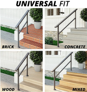 Oniya <span class=keywords><strong>Kit</strong></span> de main courante en <span class=keywords><strong>fer</strong></span> <span class=keywords><strong>forgé</strong></span> noir 2 étapes main courante extérieure pour les marches d'escalier - Product Image 6