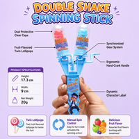 Nouveauté : Sucettes tournantes à manivelle double, bonbons durs aux fruits de 20g, jouets pour enfants, cadeau
