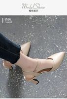 2025 été nouvelles femmes en cuir souple chaussures à talons hauts 34-42 taille pointu Baotou Joker talon épais sans lacet mère sandales automne