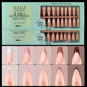 Lot de 150 <span class=keywords><strong>faux</strong></span> <span class=keywords><strong>ongles</strong></span> à presser sans couture French Tip, formes amande et cercueil, 5 couleurs, amovibles, vente en gros pour salons - Product Image 5