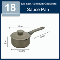 Casserole en aluminium moulé sous pression de 18 cm à fond induction, très vendue, pour une cuisine élégante et durable à la maison