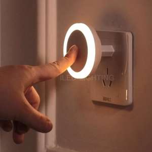 Intelligent détection infrarouge humaine ronde petite veilleuse sans fil LED plug in chevet chambre protection des yeux - Product Image 2