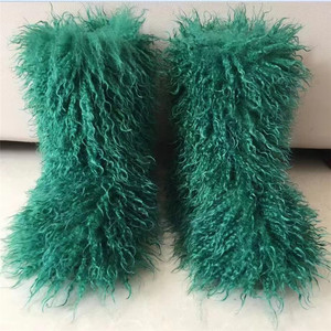 Chaussures colorées d'hiver en fausse fourrure de Mongolie fausses bottes en fourrure de <span class=keywords><strong>mouton</strong></span> d'agneau pour fille vente en gros - Product Image 4