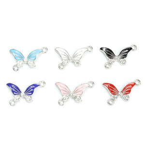 Conector de mariposa esmaltado con joyas, eslabón de aleación de zinc de doble bucle para pulseras de fiesta en el jardín - Product Image 2