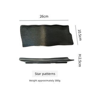 Plato de Sushi Japonés, Plato <span class=keywords><strong>Rectangular</strong></span> de Cerámica, <span class=keywords><strong>Forma</strong></span> Irregular, Bandeja Larga para Servir, Vajilla para Aperitivos, Plato Hecho a Mano - Product Image 2