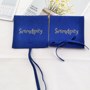 Pochette cadeau en velours imprimée avec logo personnalisé, petit sac en faux daim pour collier, bracelet, boucles d'oreilles, emballage pour bijoux - Product Image 3