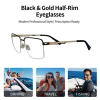 Monturas de Gafas Metálicas Cuadradas Semimontura Personalizadas al por Mayor con Lentes de PC, Diseño Ligero para Adultos Unisex