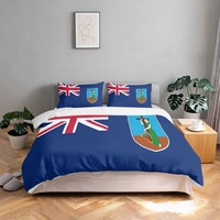 Ensemble de literie 3 pièces en coton pur avec impression du drapeau de Montserrat, matériau respirant et doux pour la décoration de la chambre à coucher et de la maison de vacances