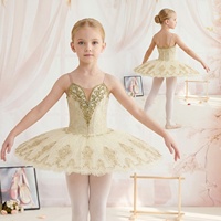 AL-T2090 Gold Pancake Ballet Tutu Profesional Bordir Berkualitas Tinggi Langsung dari Pabrik untuk Kompetisi YAGP Pakaian Tari Panggung untuk Solo & Resital