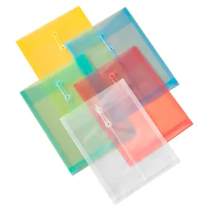 School Supply A4 Size Expandable Clear Expanding String Plastic File Bag Envelope Folder Document Bag Wallet