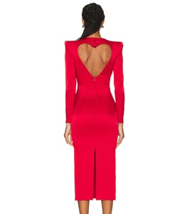 Abito <span class=keywords><strong>rosso</strong></span> a maniche lunghe da donna <span class=keywords><strong>con</strong></span> spalline sul retro Love Cut <span class=keywords><strong>con</strong></span> fessura <span class=keywords><strong>con</strong></span> Design a cerniera - Product Image 6