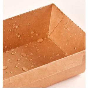 Boîtes à emporter jetables en papier kraft de qualité alimentaire, auto-montables, avec couvercle en plastique pour sushi, salade, utilisation en restaurant - Product Image 3