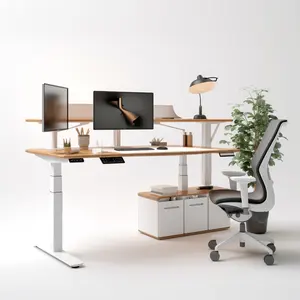 Деревянный офисный стол, компьютерный стол, мебель для дома, одномоторный Двухсекционный подъемный стол, Электрический стоячий стол
