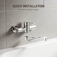 Robinet en acier inoxydable 220 mm à bec en S, design moderne, 360° °   Robinet de salle de bain rotatif en laiton chromé avec interface de raccordement G3/4