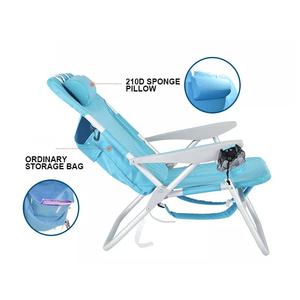 आउटडोर हल्के 3 Reclining स्थिति एल्यूमीनियम उच्च सीट पोर्टेबल तह समुद्र तट कुर्सी - Product Image 4
