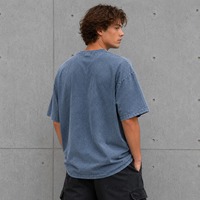 T-shirt Homme Personnalisé en Coton Épais Style Vintage Délavé à la Minérales Manches Courtes Imprimé Numérique Graphique Coupe Oversize Streetwear