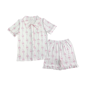GSSO1944 nuovo in Stock di vestiti per ragazza adulta fiocchi abbottonatura manica corta Top rosa <span class=keywords><strong>pigiama</strong></span> da donna vestiti estivi da donna - Product Image 1