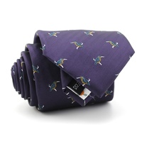 Cravates pour hommes en polyester microfibre, violet, turquoise, bleu, orange, motif animal tissé sur mesure, cravates personnalisées pour hommes fabriquées en Chine