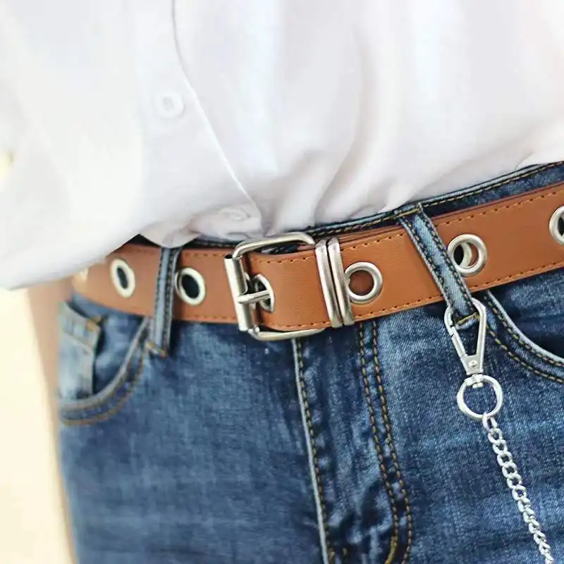 Women's chain style eye full body hole belt fashion trend ring decorative belt