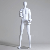 JASMINE Mannequin homme de sport en fibre de verre avec support et pose réglable pour l'affichage des vêtements