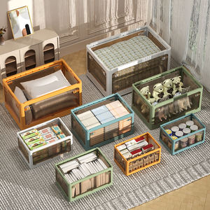 Boîte de rangement pliable empilable pour vêtements avec porte avant, bac organisateur en plastique transparent - Product Image 3