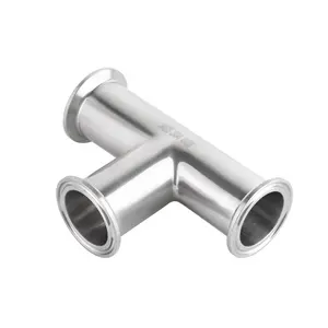 Keda Stainless steel 304 316 tee pipe fittings Tri-clamp chuck connection Sanitary grade mirror polished