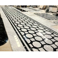 Carrelage en marbre naturel poli, grandes dalles, mosaïque de marbre découpée au jet d'eau, carrelage médaillon incrusté pour sols intérieurs et projets hôteliers