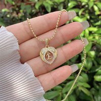 Collier pendentif en cuivre plaqué or 18 carats 26 lettres en zircon cadeau combiné adapté à un usage quotidien et aux noms de couple