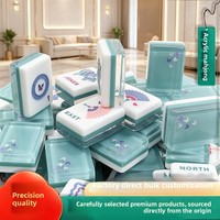 Mahjong de style américain en acrylique haute transparence, texture cristalline, ensemble complet, jeu de société pour la maison, cadeau de vacances