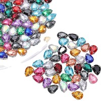 Strass acryliques à coudre de tailles variées, à dos plat, avec griffes argentées et dorées, pierres de cristal pour la décoration de vêtements et l'artisanat