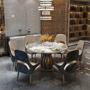 Европейский круглый обеденный стол, Прямая поставка с завода, Роскошные, с 6 стульями, мебель для дома, коробка, 1 шт., обеденный набор - Product Image 5