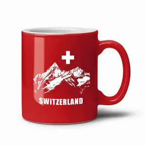 Custom switzerland flag mug Ceramic swiss souvenir espresso cup mug