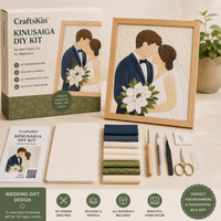Kit de Quilting DIY Kinusaiga pour Cadeau d'Anniversaire, Kit d'Artisanat Sans Couture pour Débutants, Décoration Murale, Ensemble Cadeau – Tous les Matériaux Inclus