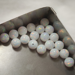 โอปอลสังเคราะห์ OP17 สีขาวไฟ ขนาด 6 มม. รูเจาะเต็มเม็ด สำหรับทำสร้อยข้อมือ - Product Image 4