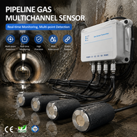 Capteur Multicanal de Gaz pour Conduites CE Multifonctionnel IP65 Étanche 5 en 1 : Température de l'Air, Humidité, O2, CO, CO2, CH4, H2S