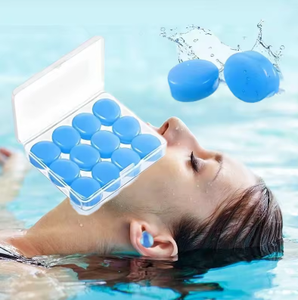 Bouchons d'oreilles en silicone moulable pour enfants, étanches et anti-bruit pour la natation et le sommeil, réutilisables avec étui de rangement carré - Product Image 1