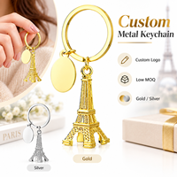 Porte-clés en métal personnalisé Tour Eiffel Paris, porte-clés souvenir en alliage de zinc, logo personnalisé, breloque de sac, faible MOQ, vente en gros