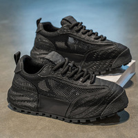 Chaussures Homme Édition Européenne 2025 – Baskets Respirantes en Maille pour l'Été, Style Papa, Luxe Léger, Haut de Gamme, Durables, à Semelle Épaisse, à Lacets, Blanches