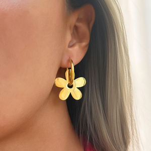 Pendientes Colgantes Casuales Minimalistas con Diseño de Girasol de <span class=keywords><strong>Barcelona</strong></span>, NUEVOS, Chapados en Oro de 18k, Hipoalergénicos, de Acero Inoxidable, Joyería para Mujer, Dazan - Product Image 4