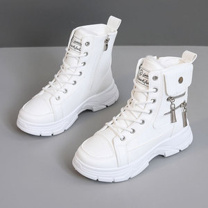 รองเท้าโลฟเฟอร์แฟชั่นฤดูหนาวสำหรับผู้หญิง LYKU 2026 แบบผูกเชือก ความสูงระดับข้อเท้า กันน้ำ ระบายอากาศได้ดี วัสดุ PU ด้านบนแบบ Patchwork พื้นรองเท้าด้านนอกทำจากยาง พื้นเรียบ - Product Image 5