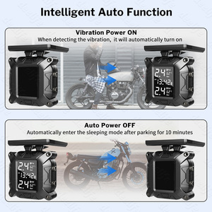 Năng lượng mặt trời sạc không dây xe máy TPMS động cơ lốp áp suất lốp giám sát nhiệt độ hệ thống báo động với 2 cảm biến bên - Product Image 3