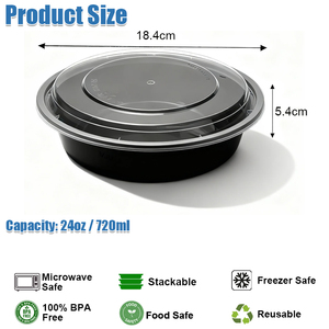 Contenants jetables pour restaurant de 24 oz pour la livraison de nourriture, plateau de brunch, boîte de conteneur, <span class=keywords><strong>vaisselle</strong></span> en <span class=keywords><strong>plastique</strong></span> pour la restauration rapide avec couvercle - Product Image 2