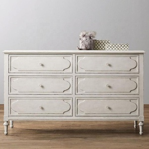 Kak — ensemble de chambre à coucher <span class=keywords><strong>blanche</strong></span> antique, style français, vêtements de <span class=keywords><strong>commode</strong></span> en bois, 6 tiroirs avec miroir - Product Image 6