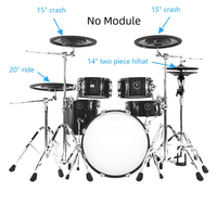 Lot de batterie de 5 pièces en bois noir/foncé à grainé, avec 4 cymbales, vente en gros directe usine, pour réapprovisionnement des détaillants