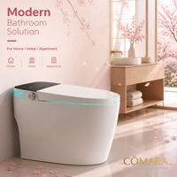 WC intelligent avec télécommande incluse, évacuation en S, cuvette allongée en céramique chauffante, design moderne, montage au sol, siège chauffant
